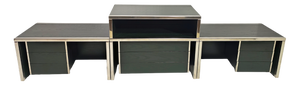 Modular Unit in Dark Green Lacquered Wood with Chromed Metal from Saporiti Italia, Italy, 1970s, Set of 4