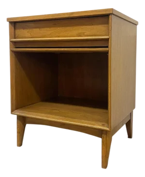 Vintage Mid-Century Modern Nightstand With Drawer and Open Shelf