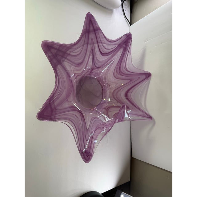 Vintage Large Vintage Lavorazione Arte Murano Purple Pink Glass 8 Point Starfish Bowl For Sale - Image 11 of 12
