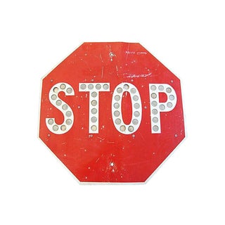 1950s Button Reflector Stop Street Sign For Sale