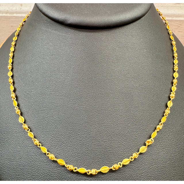 Gold 24 Karat Pure Gold Hand Made Yellow Gold Bead Necklace, 13 Gm, 18 Inch For Sale - Image 8 of 8
