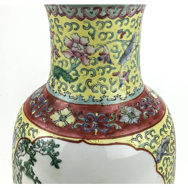 1960’s Hand Painted Chinese Flower Vase For Sale In Portland, ME - Image 6 of 13