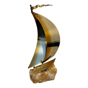 1960s John DeMott - Brass Mid-Century Sailboat Sculpture on Onyx Base