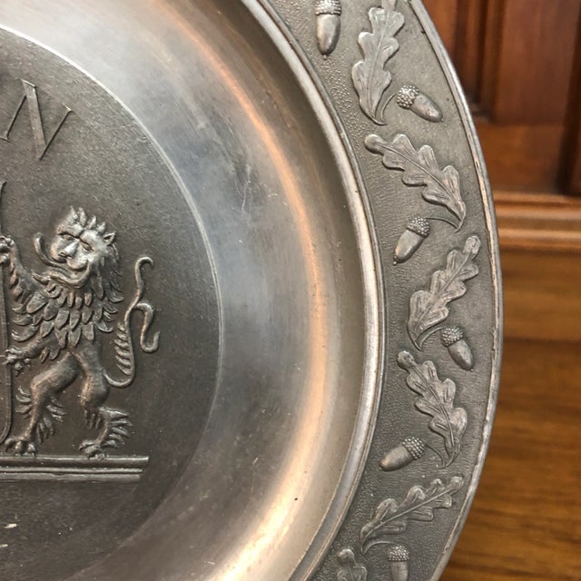 Contemporary Bavarian Bayern Coat of Arms Pewter Plate For Sale - Image 3 of 6