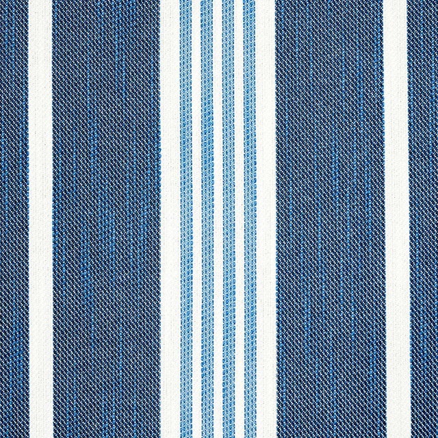 Traditional Sample - Schumacher Hampton Stripe Indoor/Outdoor Fabric, Indigo For Sale - Image 3 of 4