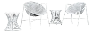 Wicker Salterini Radar Style Chairs With Pedestal Side Tables Seating Set