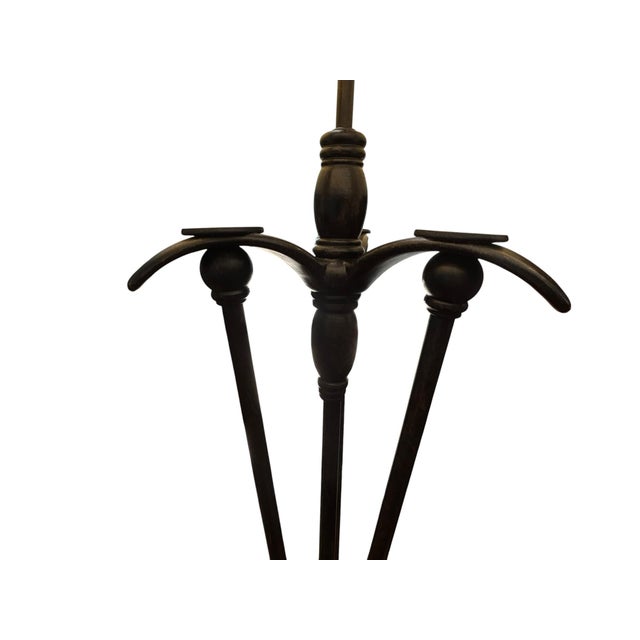 Late 20th Century Three-Light Wrought Iron Bronze Candlestick Table Lamp For Sale - Image 4 of 7