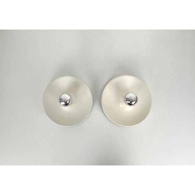 German White Wall Lights, 1960s, Set of 2 For Sale - Image 6 of 16
