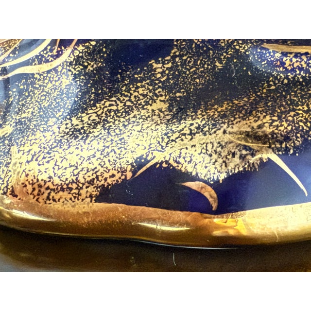 Limoges France Cobalt Blue Gold Fish Pedestal Compote Sèvres-Style Centerpiece Bowl For Sale - Image 11 of 12