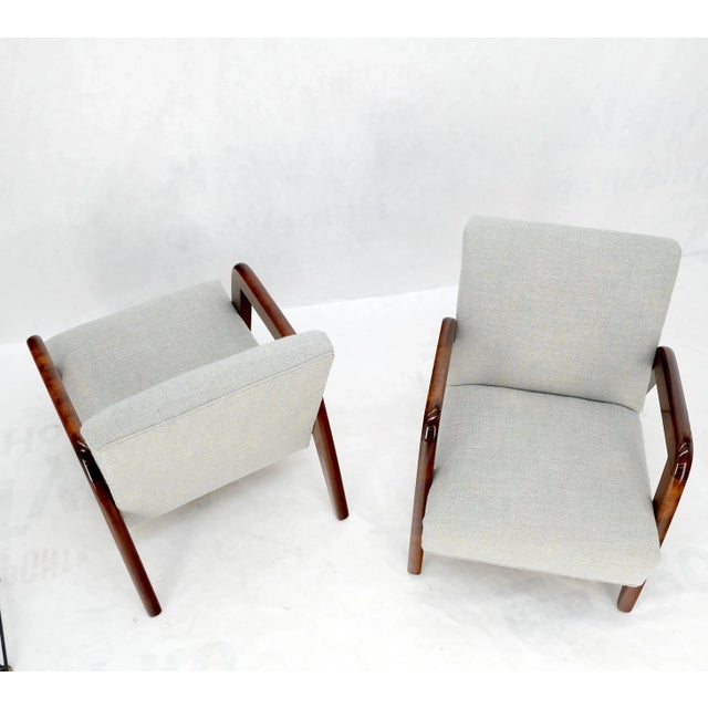 New Linen Upholstery Heavy Solid Maple Frames American Lounge Chairs - A Pair For Sale - Image 4 of 12