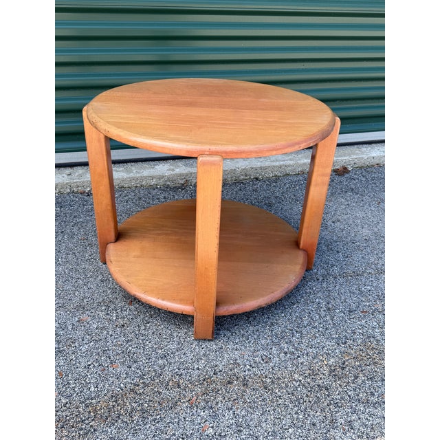 Conant Ball Vintage 1950s Russel Wright American Modern for Conant Ball Maple Wood Round Side Table For Sale - Image 4 of 8