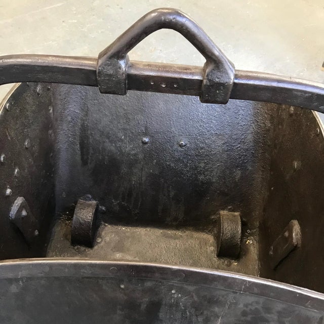 Dark Gray Large 19th Century Industrial Steel Coal Drag Shovel Bucket For Sale - Image 8 of 10