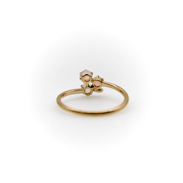 Late 19th Century Victorian 14k Gold Opal 3-Leaf Clover Ring, Size 5.25 For Sale - Image 4 of 9