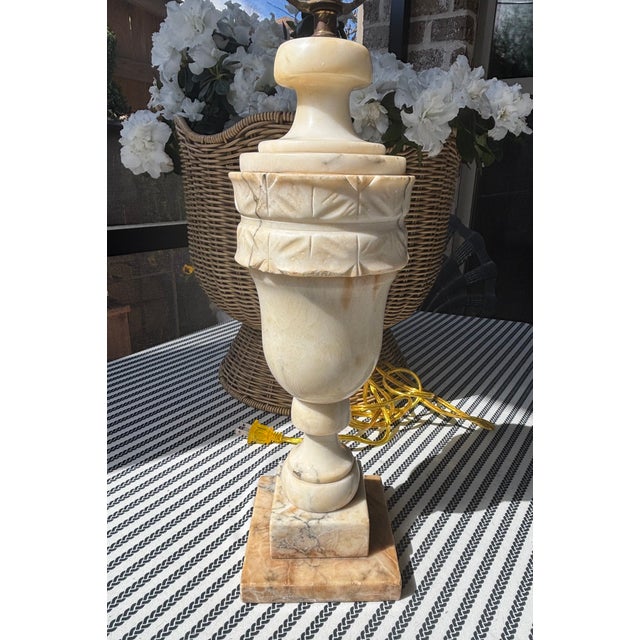 Antique Italian Hand Carved Alabaster Table Lamp For Sale - Image 15 of 18