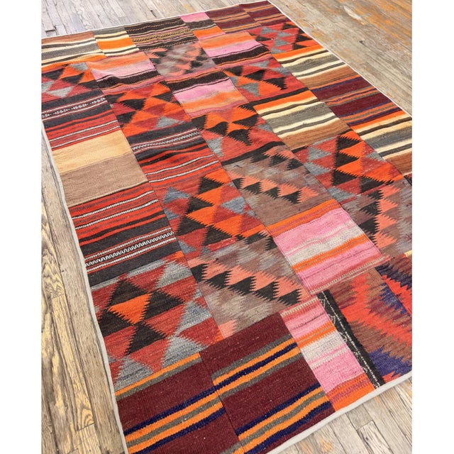 This is a striking and highly authentic mid-sized antique Turkish Village Kilim, Dating back to circa 1930, this pre-war...