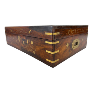 Mid-Century British Colonial Style Brass and Mahogany Dresser Box