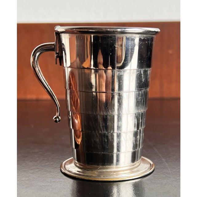 1910s Vintage C.1910's Silver Plate Collapsible Shot Glass or Cup W/ Alligator Leather Case For Sale - Image 5 of 10