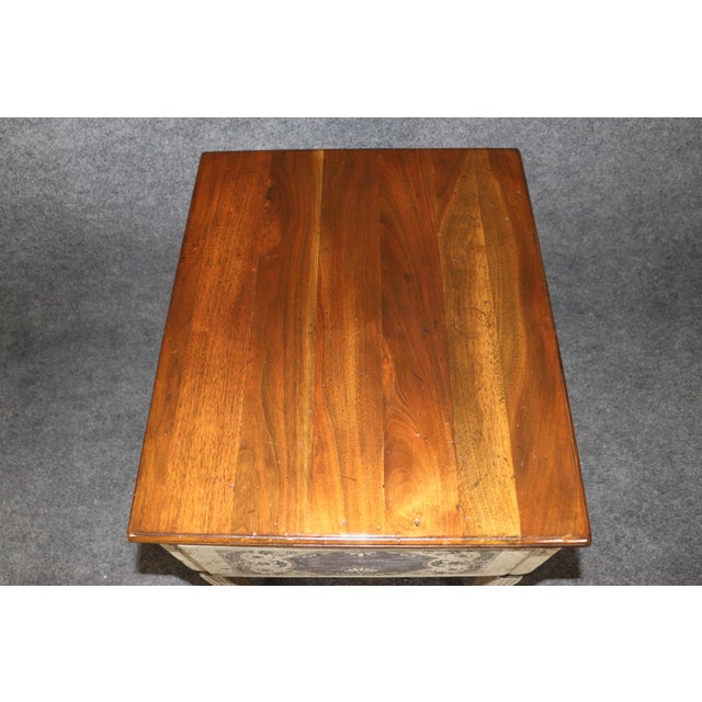 Wood Pair 1970's Distressed Painted Venetian Style End Tables For Sale - Image 7 of 14