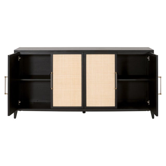Holland Rattan Media Sideboard, Brushed Black Acacia For Sale - Image 9 of 12