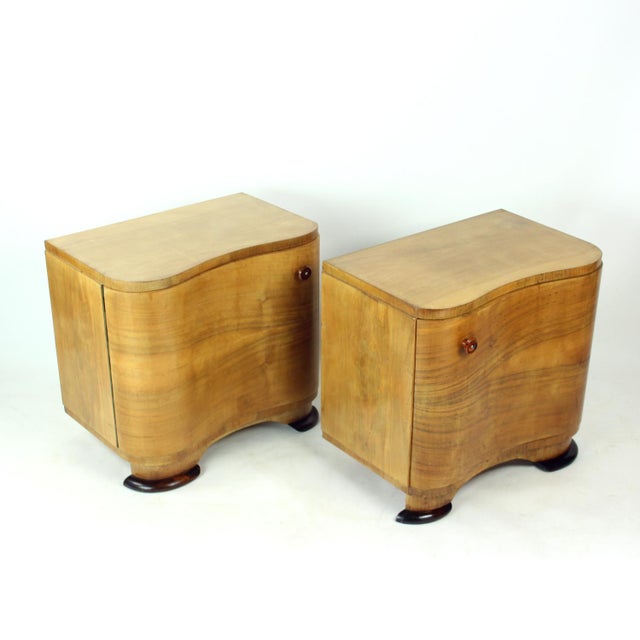 Art Deco Bedside Tables by Jindřich Halabala for Up Závody, 1930s, Set of 2 For Sale - Image 15 of 18