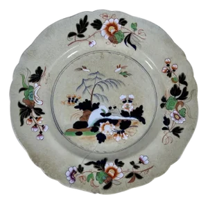 Antique Ridgway Ironstone Plate: Chinoiserie Imari Style, c. 1835