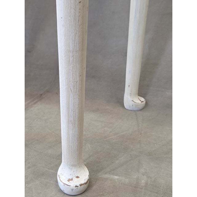 Antique Pine Nightstands Painted White With Gray Banding and Black Tops - A Pair For Sale - Image 12 of 17
