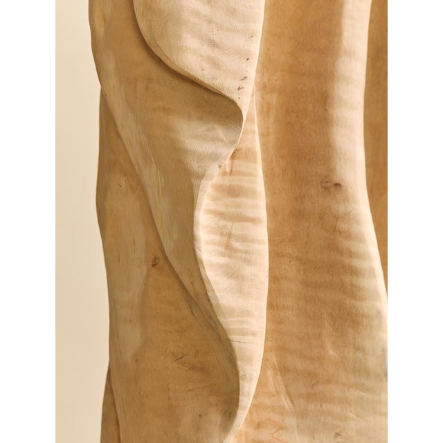 The Vintage Monumental Carved Curly Maple Drapery Sculpture- Artist Uknown For Sale - Image 10 of 13