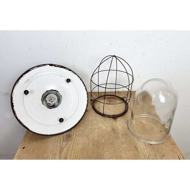 Industrial Green Enamel Cage Pendant Light, 1960s For Sale - Image 13 of 18