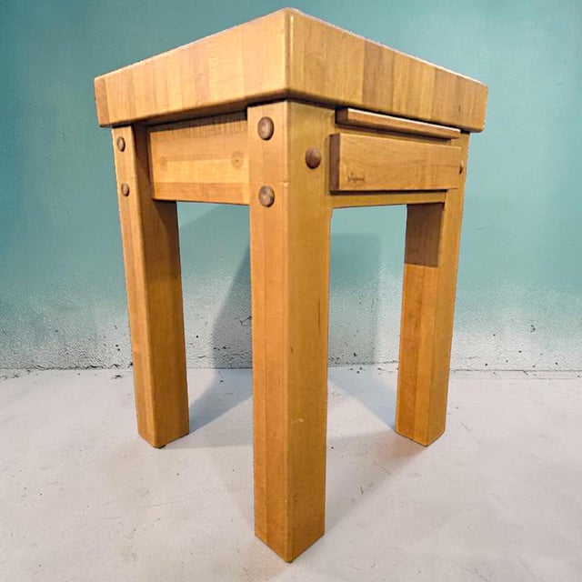 1990s Le Gourmand Kitchen Island Butcher Block Table With Drawer and Pull Out Cutting Board For Sale - Image 5 of 14