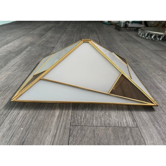 Vintage Pyramid Ceiling Lamp in Glass and Metal, 1970s For Sale - Image 4 of 12