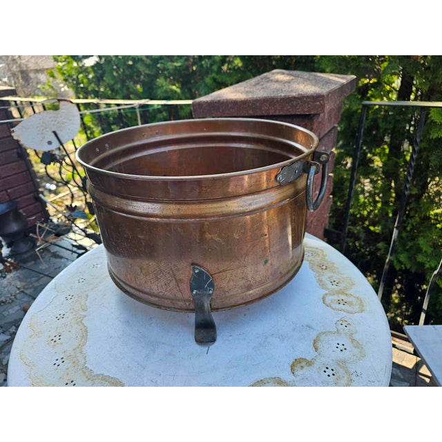 Art Deco Copper Wood Container for Fireplace, 1940s For Sale - Image 3 of 8