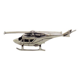 Vintage Italian Handmade Sterling Silver 925 Soldier Helicopter, 1980s For Sale