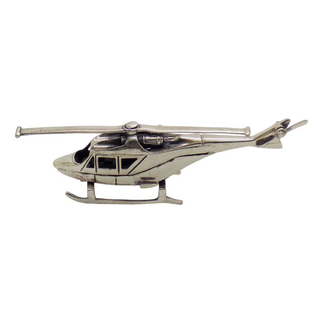 Vintage Italian Handmade Sterling Silver 925 Soldier Helicopter, 1980s For Sale