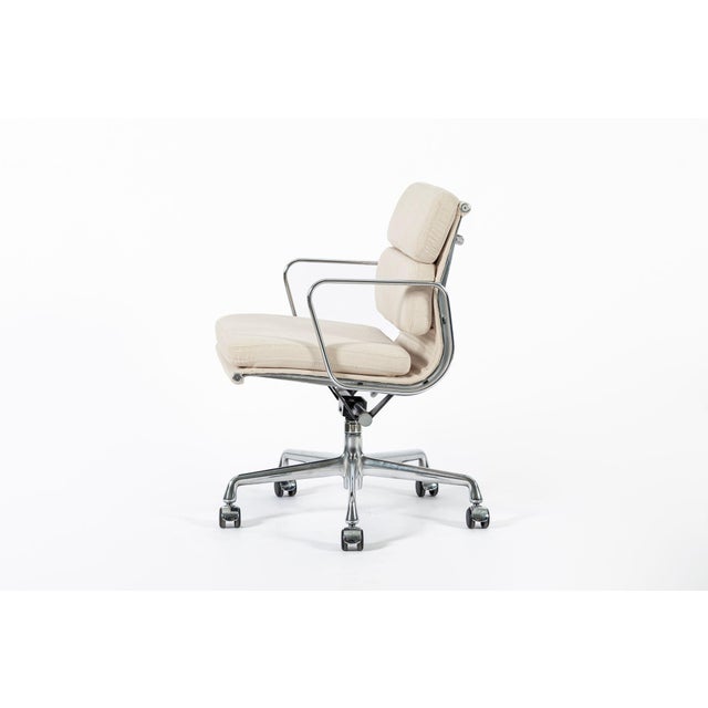 Metal Eames for Herman Miller Tan Cream Office Chair in Schumacher Vegan Suede For Sale - Image 7 of 13