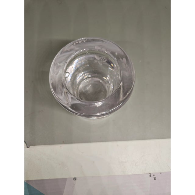 Vintage Heavy Glass Bee Motif Votive Candle Holder