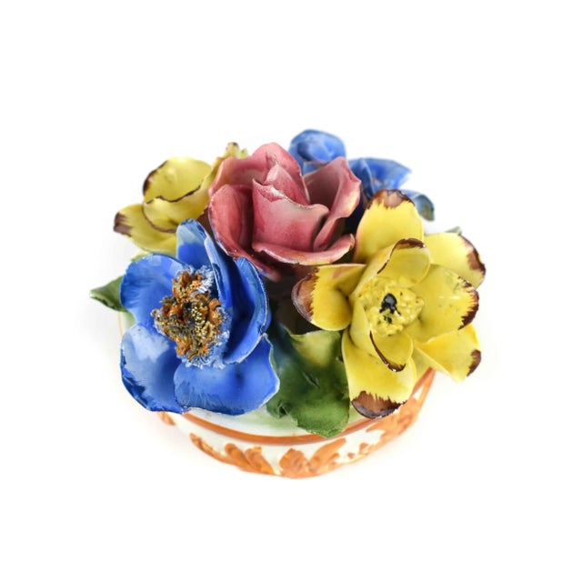 Mid 20th Century Capodimonte Flower Lidded Bowl Trinket Box For Sale - Image 4 of 9