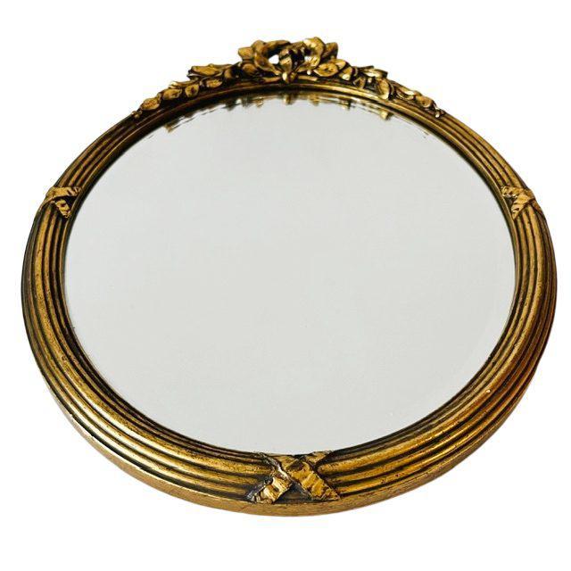 Glass Mid-Century Hollywood Regency Oval Baroque Mirror with Leaf Decoration, 1960s For Sale - Image 7 of 9