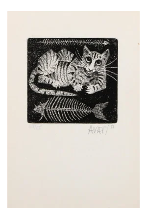 Mario Avati, Le Chat Et Le Poisson, Mezzotint