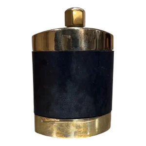 1960s Brass Black Leather Hip Flask Spain