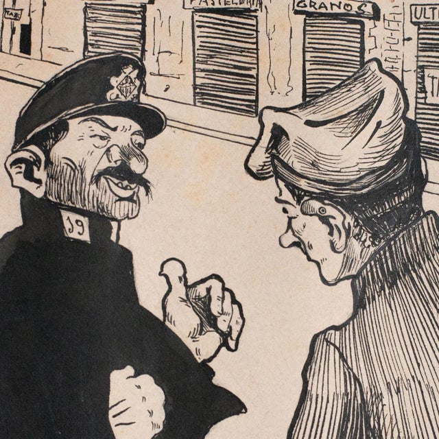 Spanish or Catalan Artist, Satirical Cartoon Studies, 1990s, Ink & Pencil Drawings, Set of 3 For Sale - Image 3 of 11