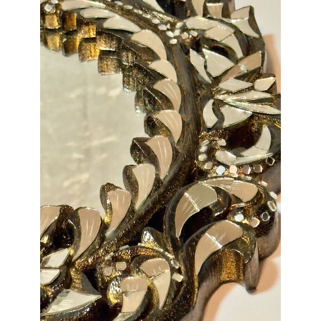 Vintage Hollywood Regency Style Wall Mirror With Mirror Fragment Adornment Design For Sale - Image 6 of 18