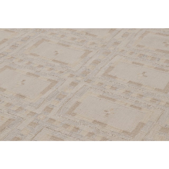 2010s Rug & Kilim’s Scandinavian-Inspired Rug in Beige With Geometric Grid For Sale - Image 5 of 9