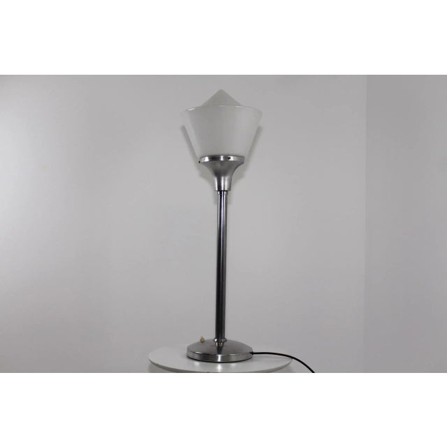 Art Deco Aluminum & Opaline Glass Table Lamp, 1930s For Sale - Image 13 of 13