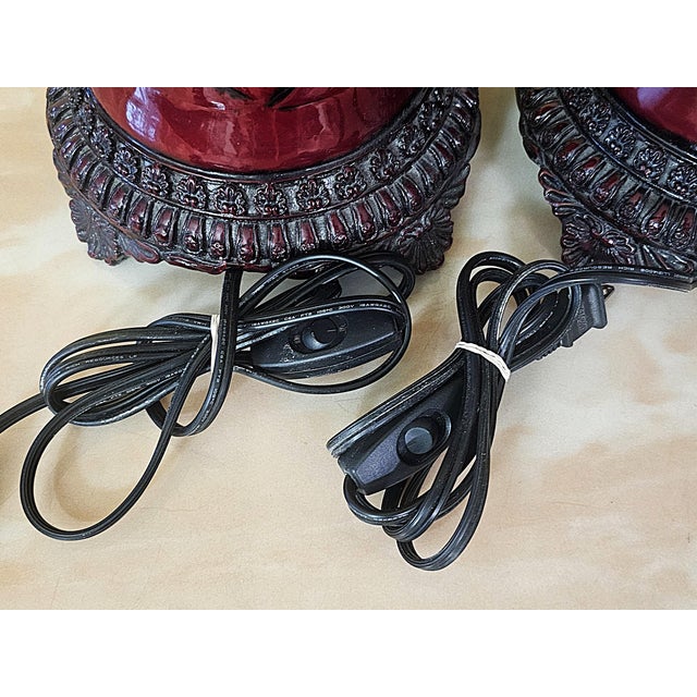 Vintage Sang De Boeuf Red Chinoiserie Ginger Jar Table Lamps - Pair For Sale - Image 14 of 18
