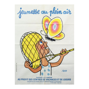 1951 French Poster, Jeunesse Au Plein Air, Hervé Morvan (Girl With Butterfly)