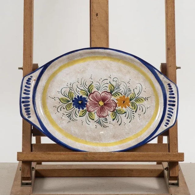 Blue Oval Ceramic Tray Plate from Deruta, 1990s For Sale - Image 8 of 8