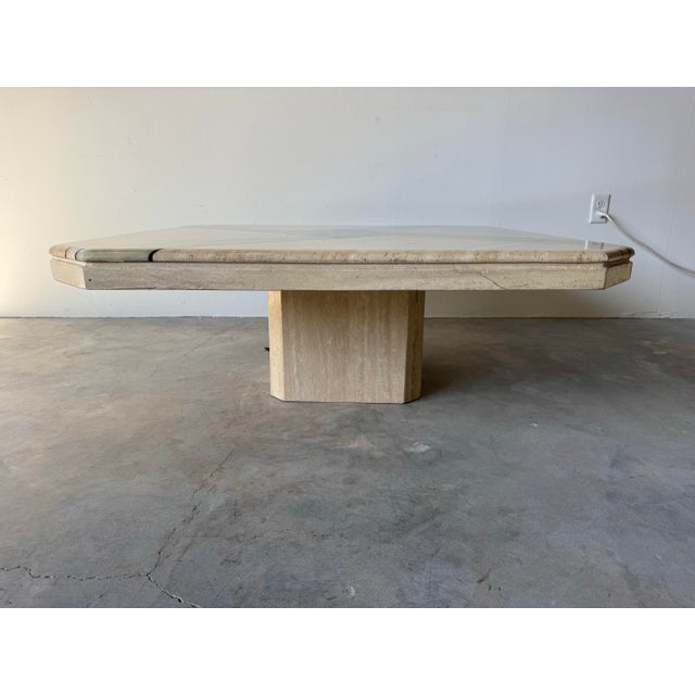 1980’s Italian Maurice Villency Style Onyx & Travertine Postmodern Coffee Table For Sale In Miami - Image 6 of 12