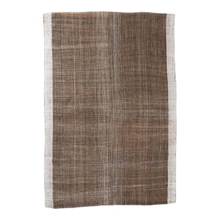 Brown & Gray Vintage Modern Kilim Rug - 6`9″ X 9`10″ For Sale