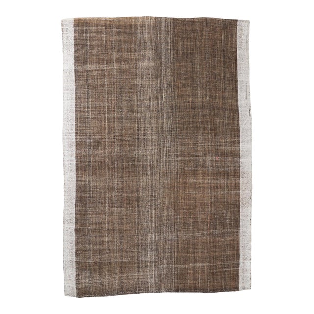 Brown & Gray Vintage Modern Kilim Rug - 6`9″ X 9`10″ For Sale