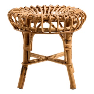 Italian Bamboo Stool, 1960s For Sale